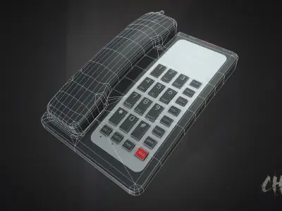 Modern Game-Ready Wireless Cordless Office or Hotel Telephone Low-poly 3D model