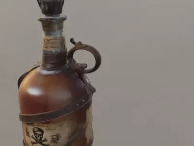 Pirate Rum Bottle  Low-poly 3D model