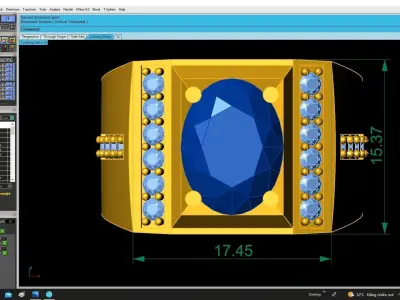 Bold Square Gemstone Signet Ring Jewelry Design  4830 3D print model