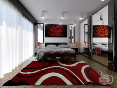 Bedroom 4 modern with accents 3D model
