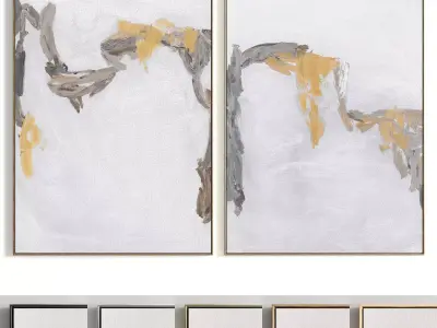 Plaster Two Photo Frame 253 Low-poly 3D model
