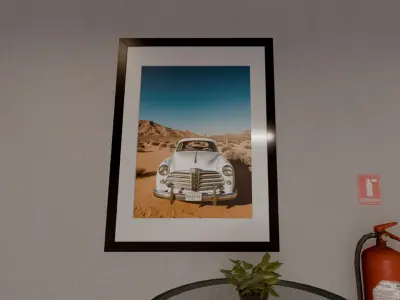 Framed Pictures of Vintage Cars Low-poly 3D model