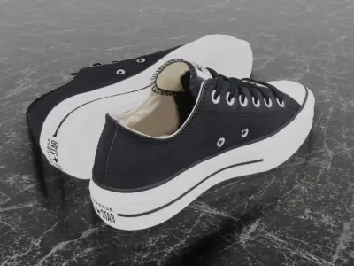 CONVERSE 3D SHOES - BLACK LOW Low-poly 3D model