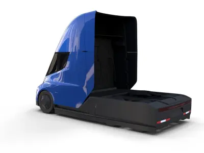 Tesla Truck with Chassis Blue 3D model