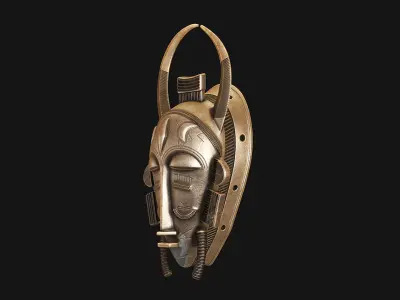 African Baule Sun Mask  Low-poly 3D model