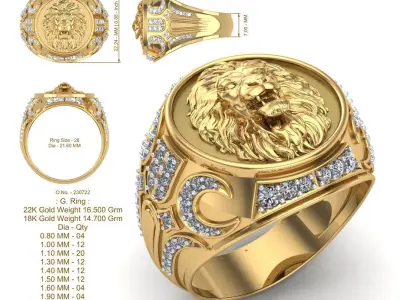 Lion Man Ring - 230722 3D print model