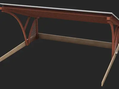 Wooden Car Parking Shed 01 All PBR Unity UE Textures Low-poly 3D model