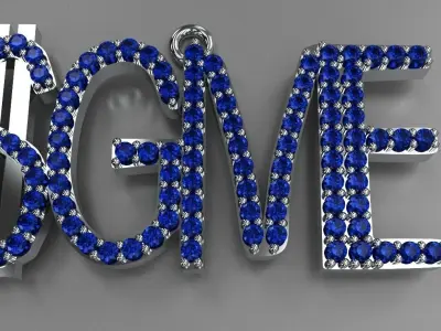 GME Diamond Pendant Gold Silver Platinum Luxury Initial Necklace 3D print model