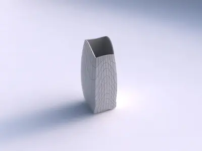 Vase arc rectangle with wavy grid plates 3D print model