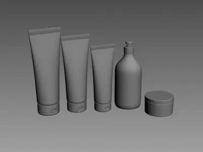 Cosmetic Bottle and Tube Set 3D model 3D model