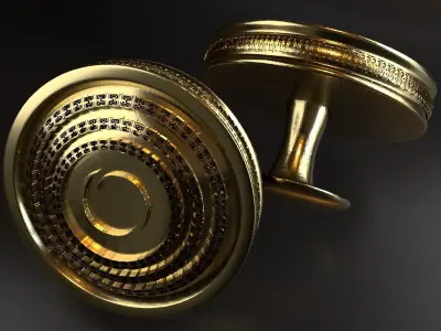 Luxury Cufflink with alphabet O 3D print model