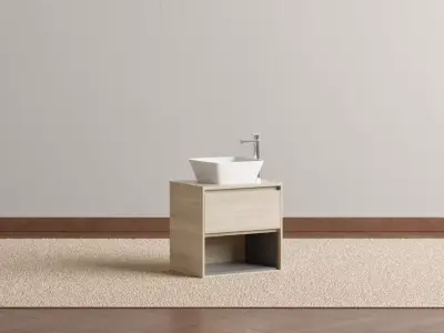 Light Brown Oak Timber Vanity 3D model