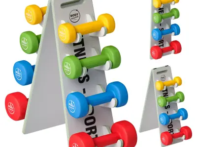 Rack - shelf with dumbbells 3D model