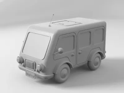 Yellow Cartoon Van 3D model