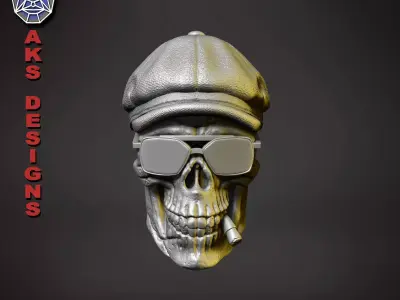 Gangster skull version 2 Bas relief wall decoration 3D print model