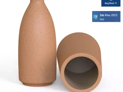 Flowers pottery vase 3D model