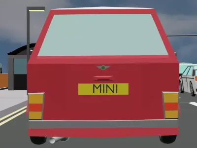 stylized classic hatchback inspired by Mini Cooper Low-poly 3D model
