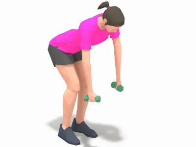 Bend Over Raises  Exercise Woman Animation Low-poly 3D model