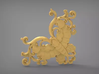 Floral Wood Carving for Furniture - 10 3D model