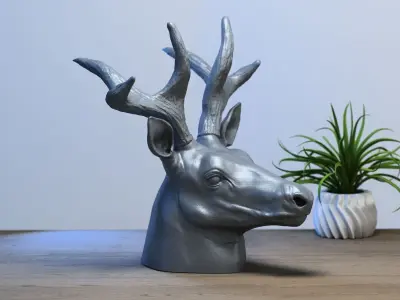 deer head Headphone Stand deer head Headset Stand 3D print model