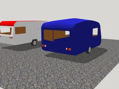 Caravan two camper trailers Low-poly 3D model