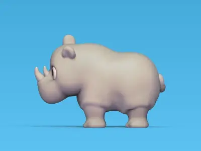 Rhino Cartoon 3D print model