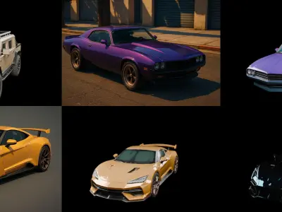 Sport Car bundle 13 pack 100 glb 3D model