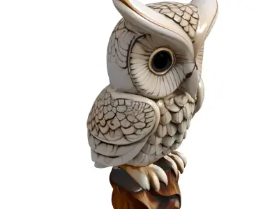 Stylized Owl Decorative Sculpture Figure Low-poly 3D model