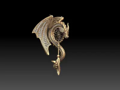 dragon for pendant or earing 3D print model