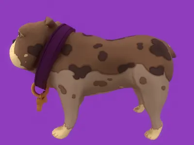 Animated Stylized Spotted Brown English Bulldog  Low-poly 3D model
