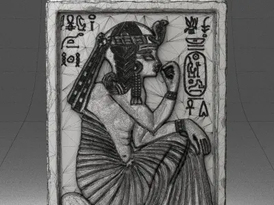 000380 Ancient Egyptian Bas-Relief Wall Panel 3D model
