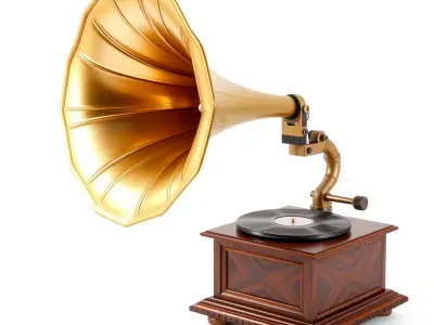 Antique Gramophone Model Pack with Detailed Textures Low-poly 3D model