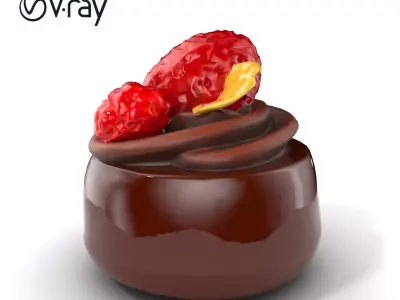 Gourmet Chocolate Mousse Dessert model pack Low-poly 3D model