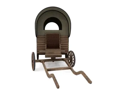 WOODEN HORSE CAR Low-poly 3D model