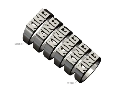 King rectangular name ring 3D print model