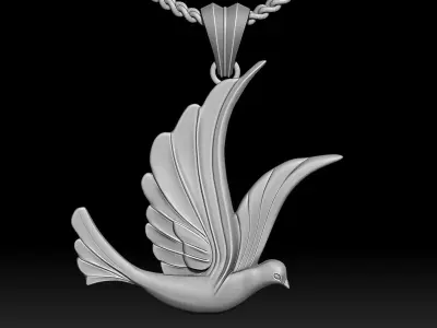 Dove Pendant Sculpture jewelry gold Necklace  3D print model
