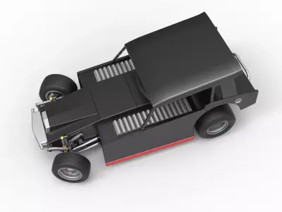 Vintage Dirt Modified stock car V6 while turning Scale 1 to 25 3D print model