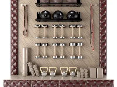 Home Gym Yoga Fitness Decoration Set 047 3D model