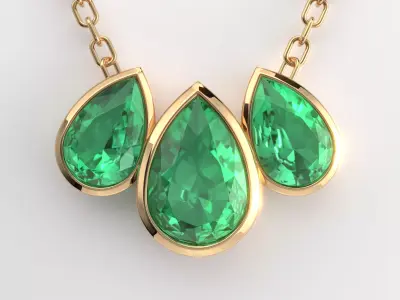 Emerald pendant 3D model for render 3Ds Max V-ray 3D model