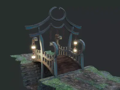 China Old wooden Bridge 3D model