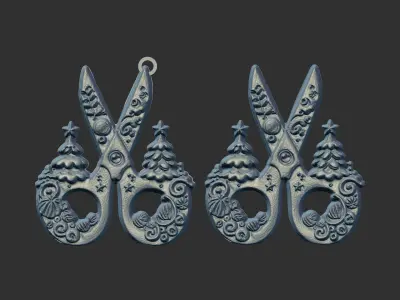 scissor christmas tree decor  3D print model