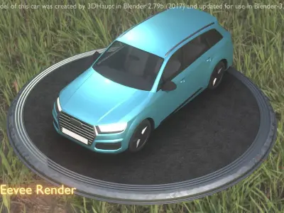 City Car 59 SUV Type-B Blue Low-poly 3D model