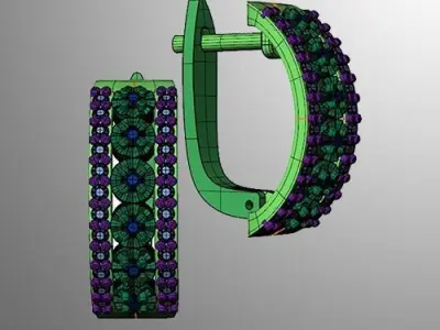 Earrings n 2 sapphire and diamond hoop 3D print model