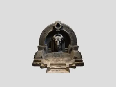 Medieval Modular Wall Altar Stone Low-poly 3D model