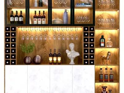 Wardrobe with decor and alcohol 2 3D model