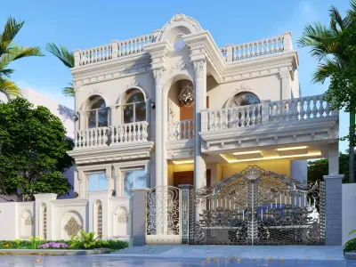 Villa Front elevation House 3D model