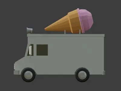 Ice Cream Truck lowpoly Low-poly 3D model