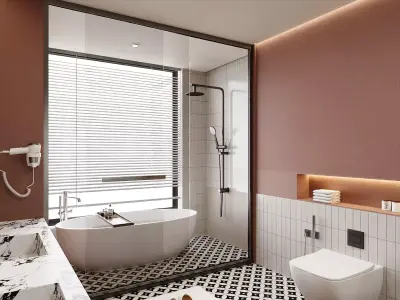 Modern Light-Luxury Bathroom 3D model