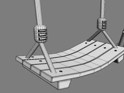Double Seats Wooden Swing 12 3D model