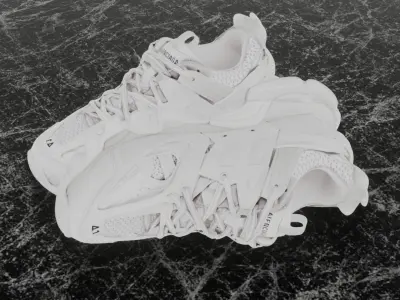 BALENCIAGA TRACK 3 3D SHOES - WHITE Low-poly 3D model